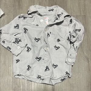4/$20 Joe Fresh Kids White and Black Patterned Shirt 2T